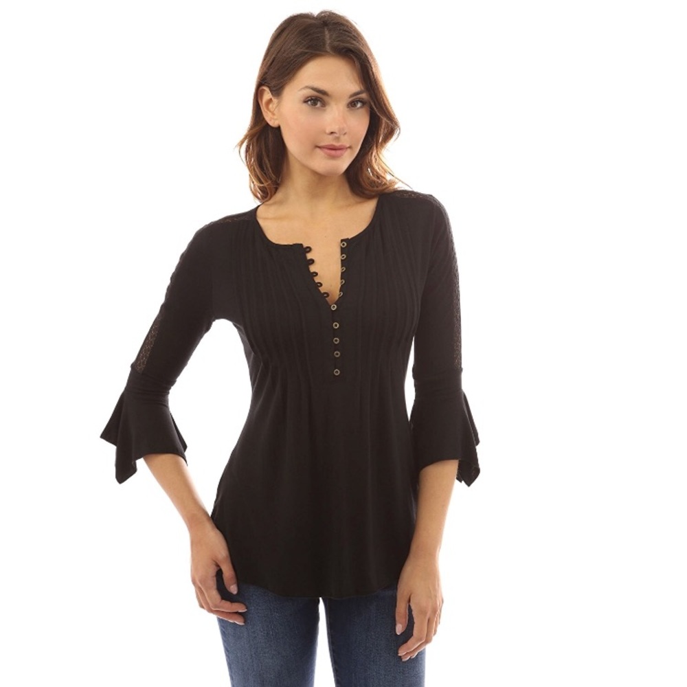 Black Blouse with Bell Sleeves- Size S